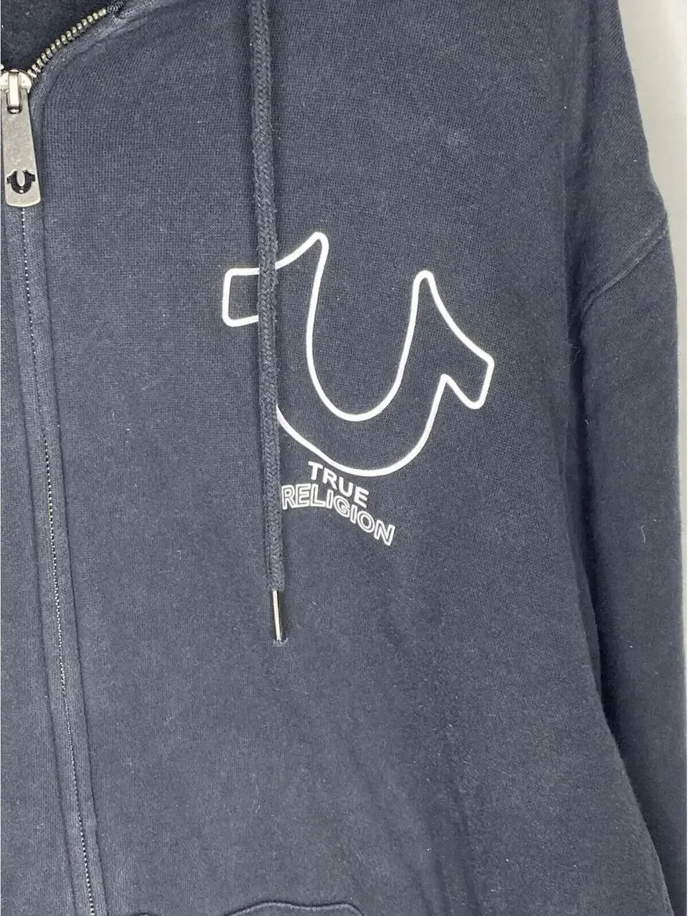 True Religion Black Full Zip Hoodie Adult XXX Large